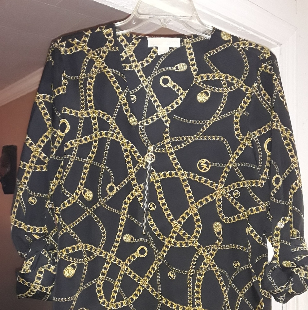 Michael Kors Zip Front Gold Chain Lock Tunic
